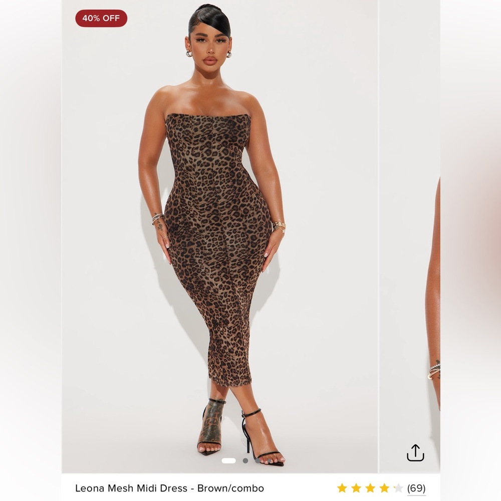 Fashion Nova Leopard Print Midi Dress - Brown